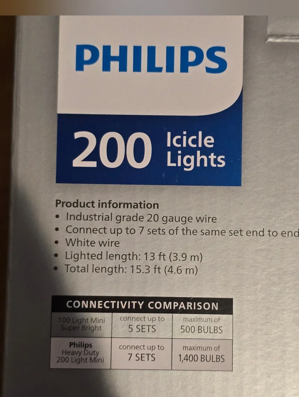 Philips 200 Clear Icicle String Lights - White